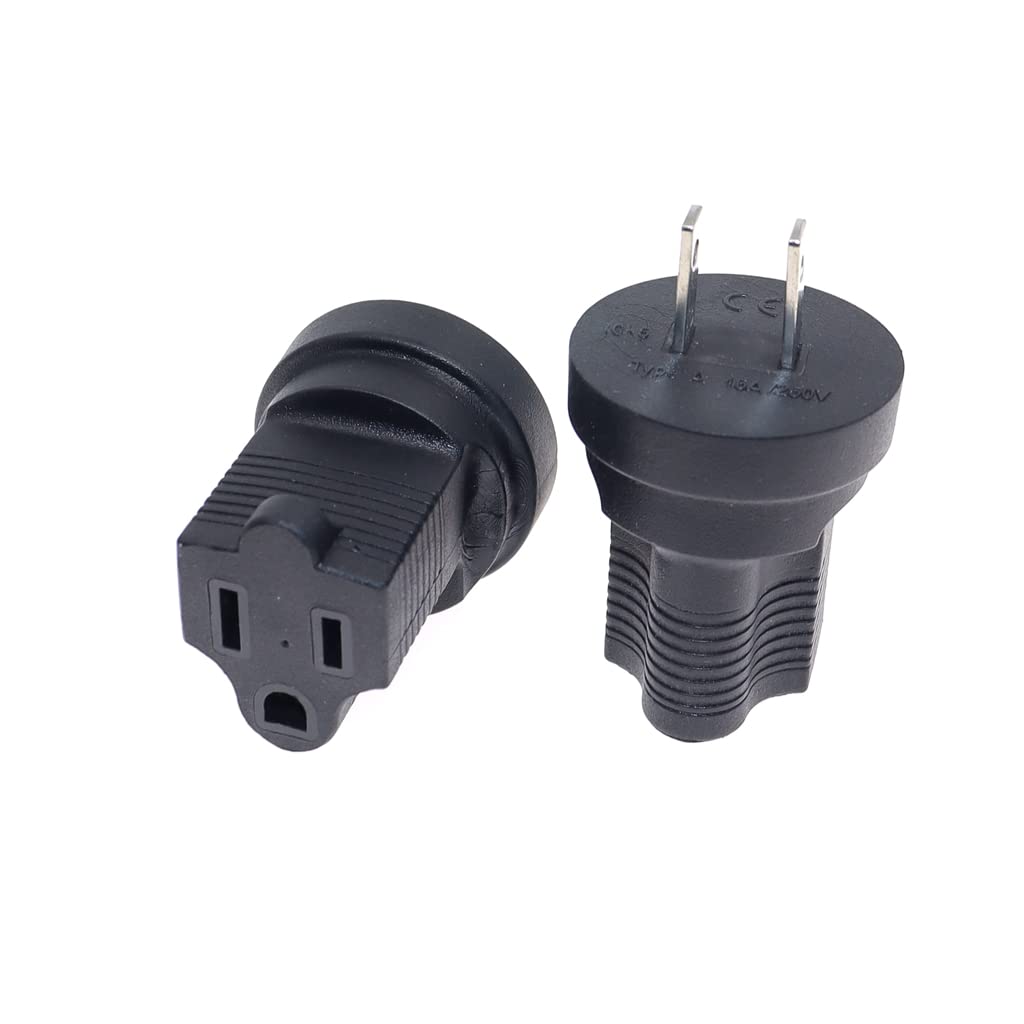 1 15P To 5 15R Power Adapter,Toptekits Nema1 15P Male To 5 15R Female Power Adaptor,Us 2 Pin To 5 15R Adaptor