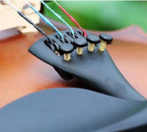 Xiaoyztan 1/2 Violin Tailpiece, Aluminum Alloy Violin Black Tail Piece Built With 4 Pcs Fine Tuners