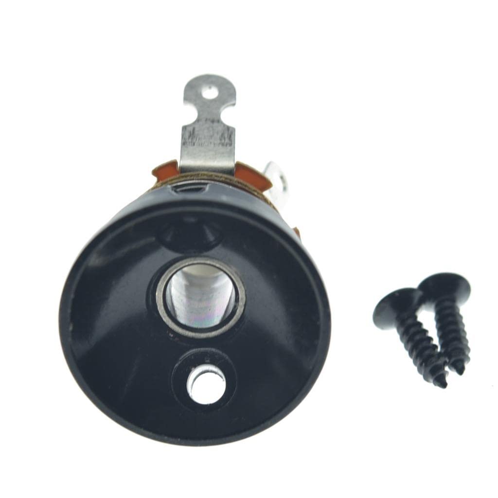 Kaish Black Brass American Thread Electric Guitar Jackplate Electrosocket Jack Plate With Brass Output Mono Jack And Screws For