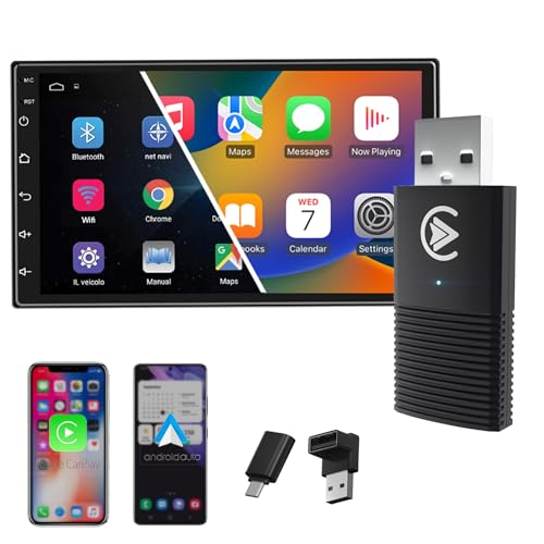 Carlizem Latest 2025 Wireless Carplay And Android Auto Adapter 2In1 | Quick Connection & Auto Reconnect | Bluetooth 5.3 & 5.8G