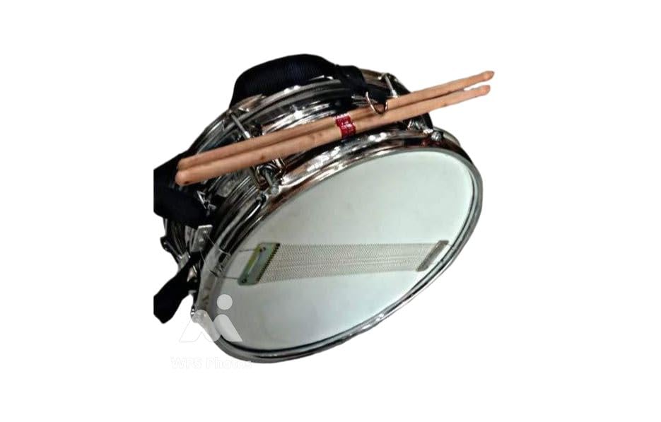 Queenbrass 14 Inch X 5.5 Inch Snare Drum In Steel Finish With Chrome Hardware Drum Set