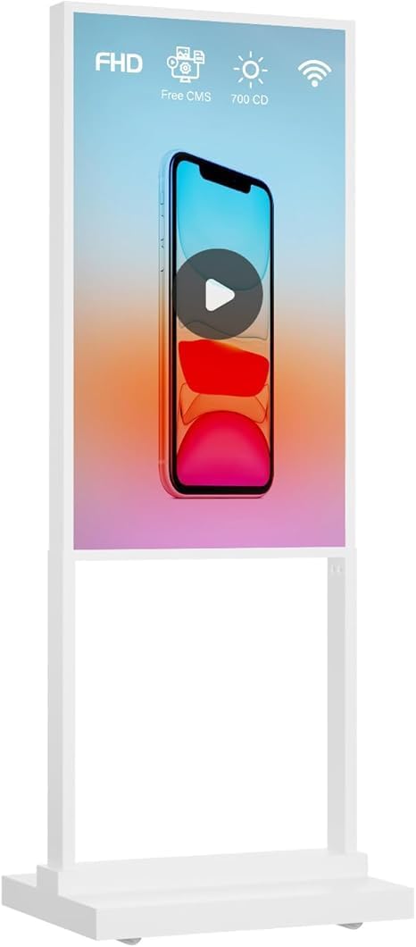 Canlarriz 32 inch Digital Signage Kiosk 700 nits FHD Ultra-Bright Advertising Screen Floor Standing Digital Poster for Retail Di