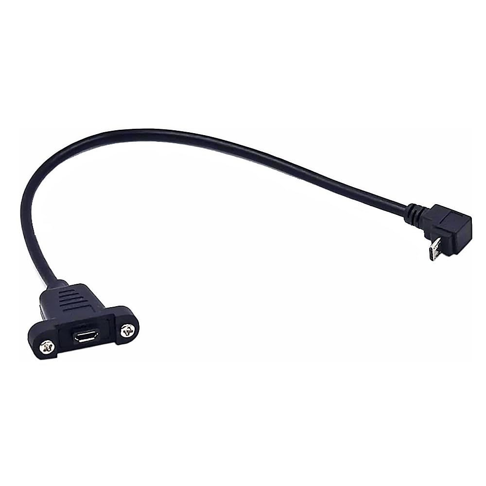 Kework 0.3M Micro Usb Extension Cable, 90 Downward Angle Male To Female Screw Mount Extender