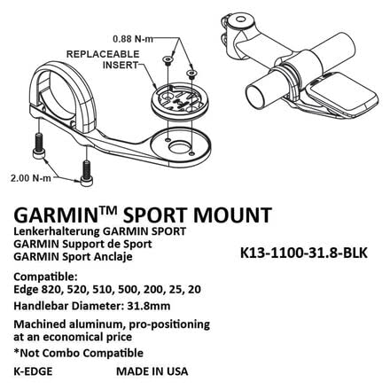 K-Edge | Sport Bicycle Computer Handlebar Mount | For Garmin Gps Devices | Black