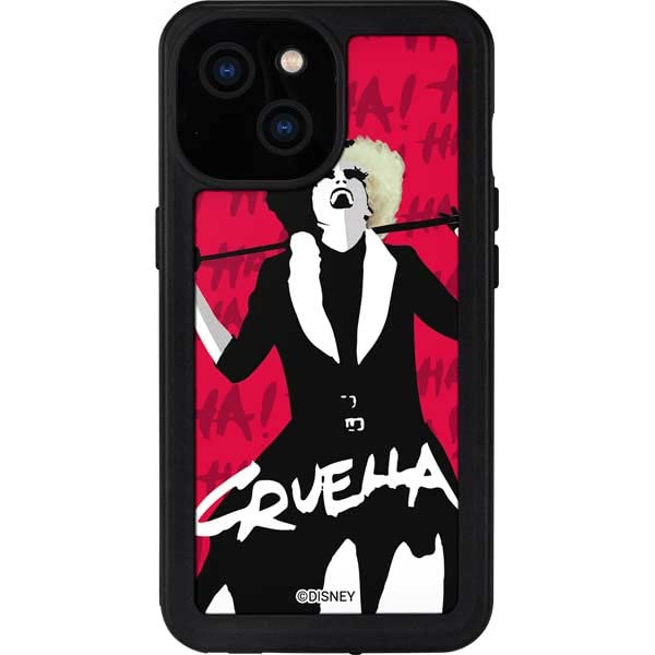 Skinit Waterproof Phone Case For Iphone 13 Mini   Officially Licensed Disney Cruella Evil Laugh Design