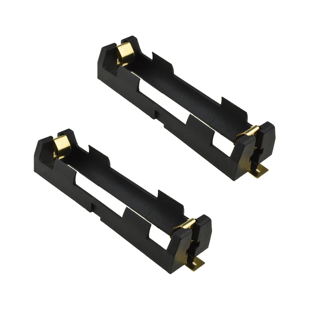 Hahiyo 18650 1 Slot Battery Holder Clip Storage Case Copper Good Contacts 3.7V Diy Charging Power Not Leak Secure Snug Hold Wide