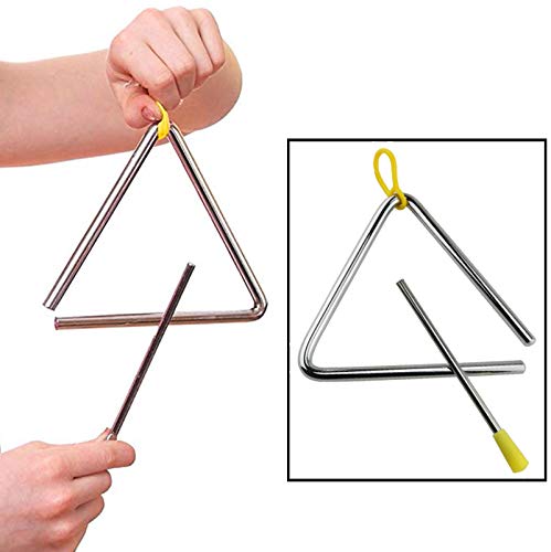 E-Outstanding Rhythm Steel Triangle 2Pcs 5 Inch Musical Steel Triangles Percussion Instruments With Strikers