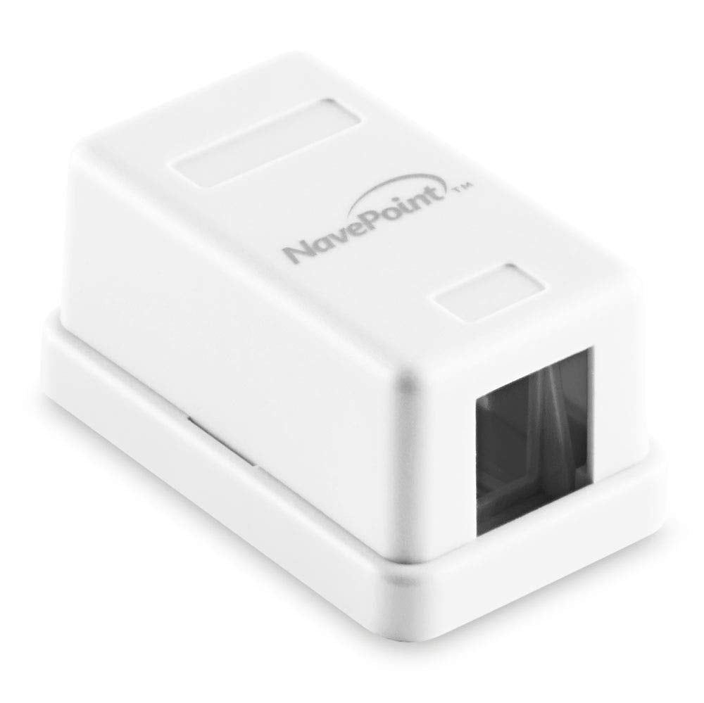 Navepoint Keystone Jack Surface Mount Box 1 Port White, 10 Pack