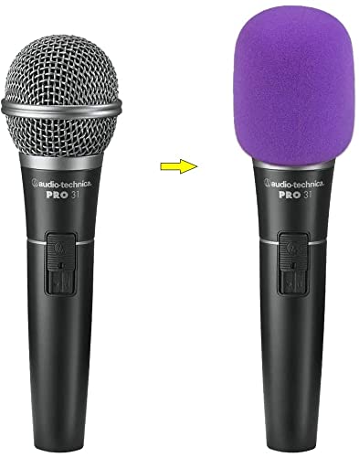 Fielect 5Pcs Microphone Cover Sponge Foam Mic Cover Handheld Microphone Windscreen Shield Protection Micro Foam Filter Purple For Ktv Broadcasting