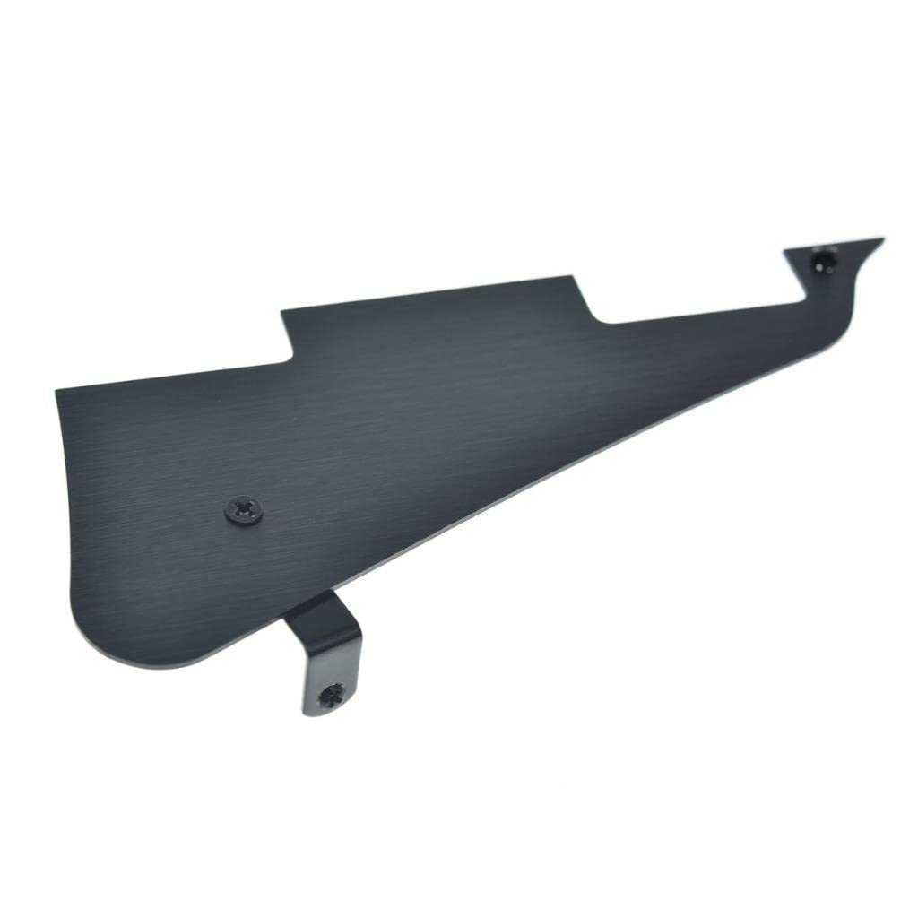 Kaish Metal Black Aluminum Anodized Lp Guitar Pickguard With Black Stainless Steel Bracket And Steel Mounting Screws For Usa Les