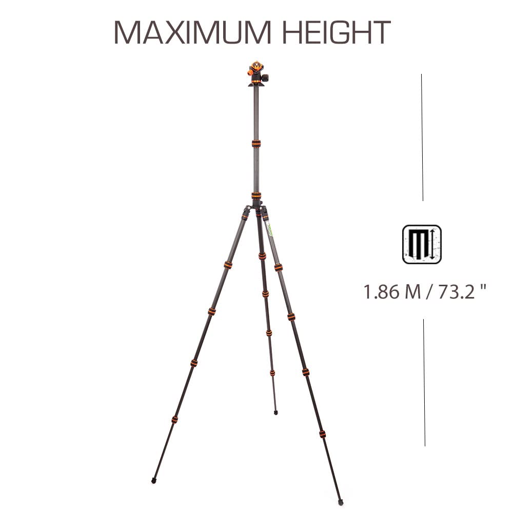 3 Legged Thing Punks Brian 2.0 Carbon Fibre Travel Friendly Tripod   Compact & Adjustable Camera Tripod With Three Detachable Legs   Copper/Black (Brianblack2.0)