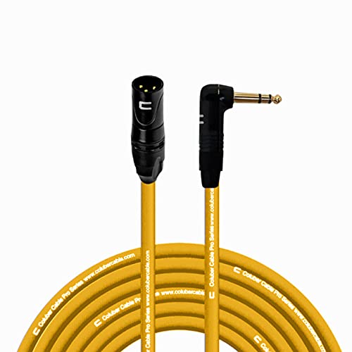Balanced Xlr Cable Male To Right Angle 1/4'' Trs   35 Feet Yellow   Pro 3 Pin Microphone Connector For Powered Speakers, Audio I