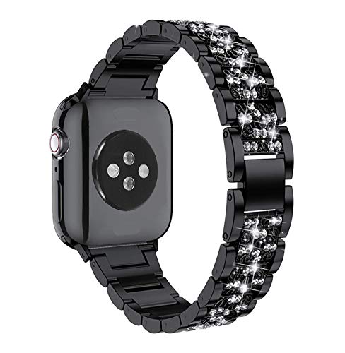 Mosonio Compatible With Apple Watch Band 45Mm Series 9/8/7 With Case Women, Jewelry Replacement Metal Wristband Strap With 2 Pac