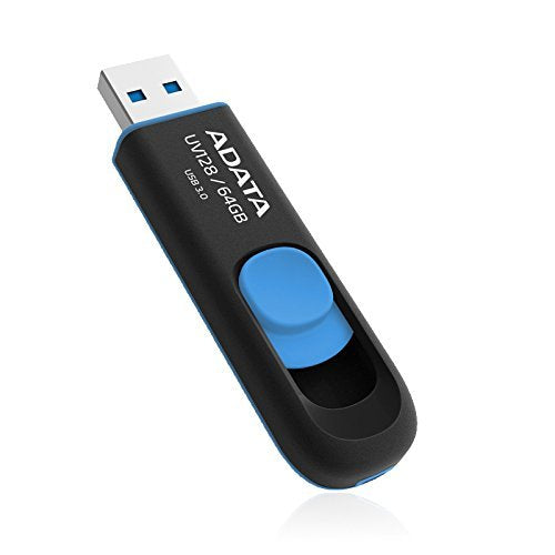 Adata Uv128 64Gb Usb 3.0 Retractable Capless Flash Drive, Blue (Auv128 64G Rbe)