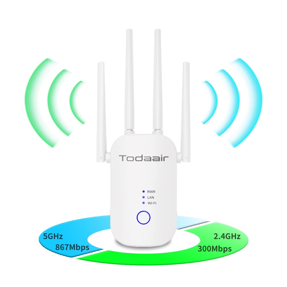1200Mbps Wifi Range Extender Signal Booster, Covers Up To 3500Sq. Ft And 35 Devices, 2.4 & 5Ghz Dual Band Wifi Repeater With Eth