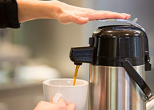 Service Ideas Ecal22S Eco Air Airpot With Lever Lid, Insulated Beverage Dispenser, Thermal Coffee Carafe, 2.2 Liter, Glass Vacuu