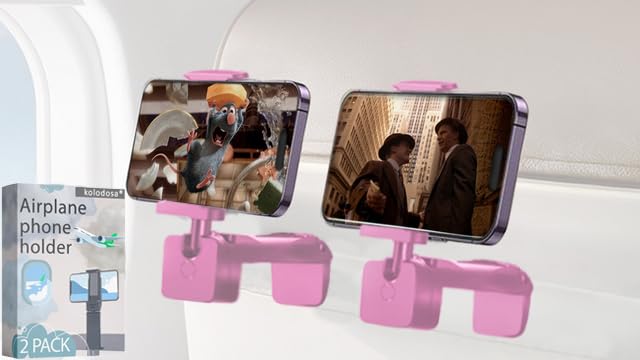 2 Pack Pink Airplane Phone Holder For Iphone Samsung And Other Phones Travel Essentials Accessories Cruise Car Mount Cell Stand 