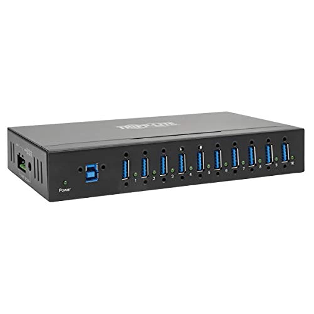 Tripp Lite 10-Port USB 3.0 Hub, Industrial USB Splitter for USB Charging and Data Transfer, 5 Gbps, Iron Housing (U360-010-Ind)