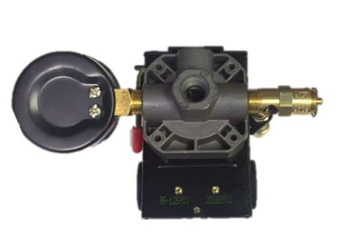 Air Compressor Pressure Control Switch 4 Ports 95 125 Psi W/ 0 200 Psi Gauge 150 Psi Pop Off Valve