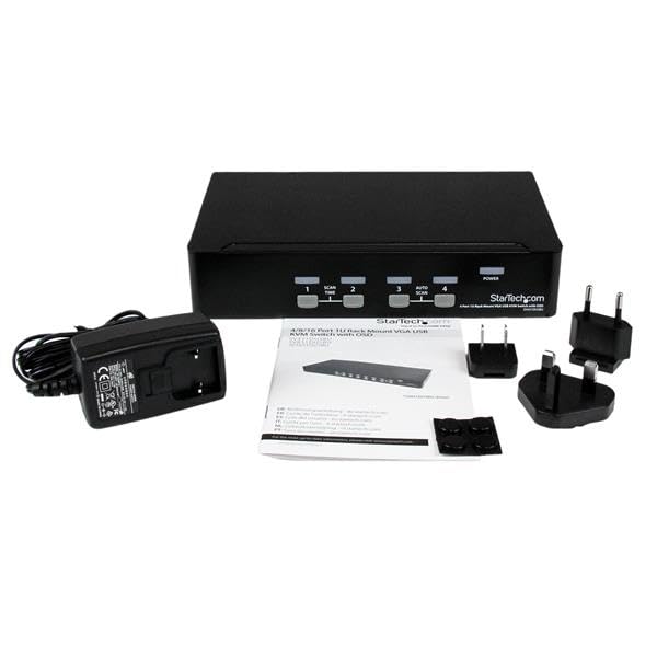 Startech.Com 4 Port Usb Kvm Swith With Osd   Taa Compliant   1U Rack Mountable Vga Kvm Switch (Sv431Dusbu), Black