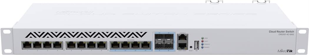 MikroTik CRS312-4C+8XG-RM - Network Switch L3, 10G, Ethernet (100/1000/10000), 1U, White