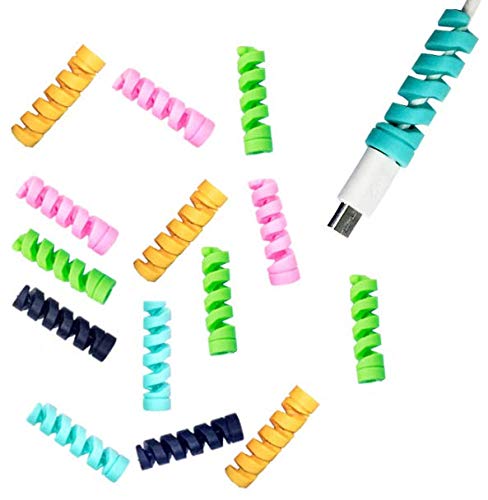 Kddom 20 Pieces Charger Cable Saver Protector Spiral Tube Wire Management Organizer Protective Cord Sleeve For All Cell Phones,