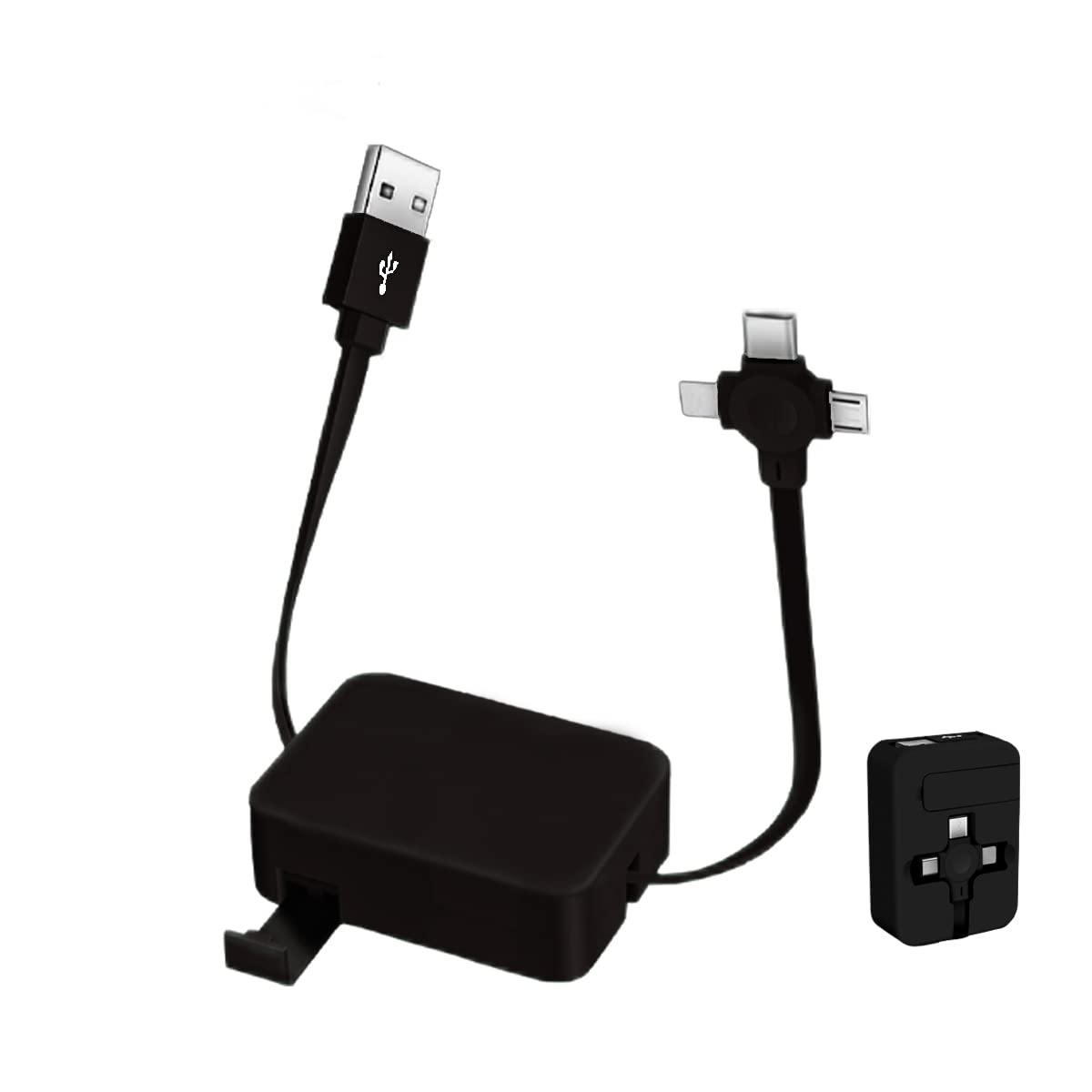 Gartmost Three In One Charging Cable Roll, Data Transfer, 3 In 1 Charging Cable Retractable, Phone Holder, Compatible Usb C(Type