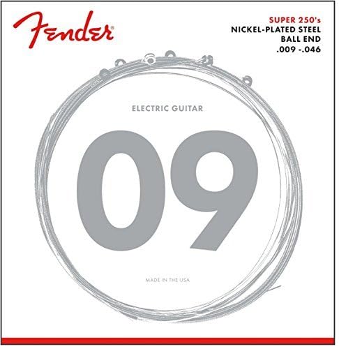 Fender Super 250 Electric Guitar Strings, Nickel Plated Steel, Ball End, 250Lr .009-.046