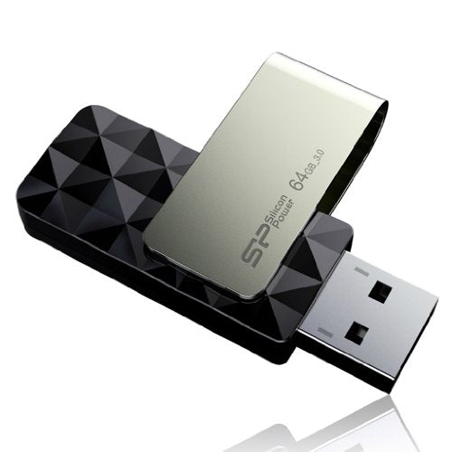 Silicon Power 64Gb Blaze B30 Usb 3.0 Swivel Flash Drive, Black (Sp064Gbuf3B30V1K)