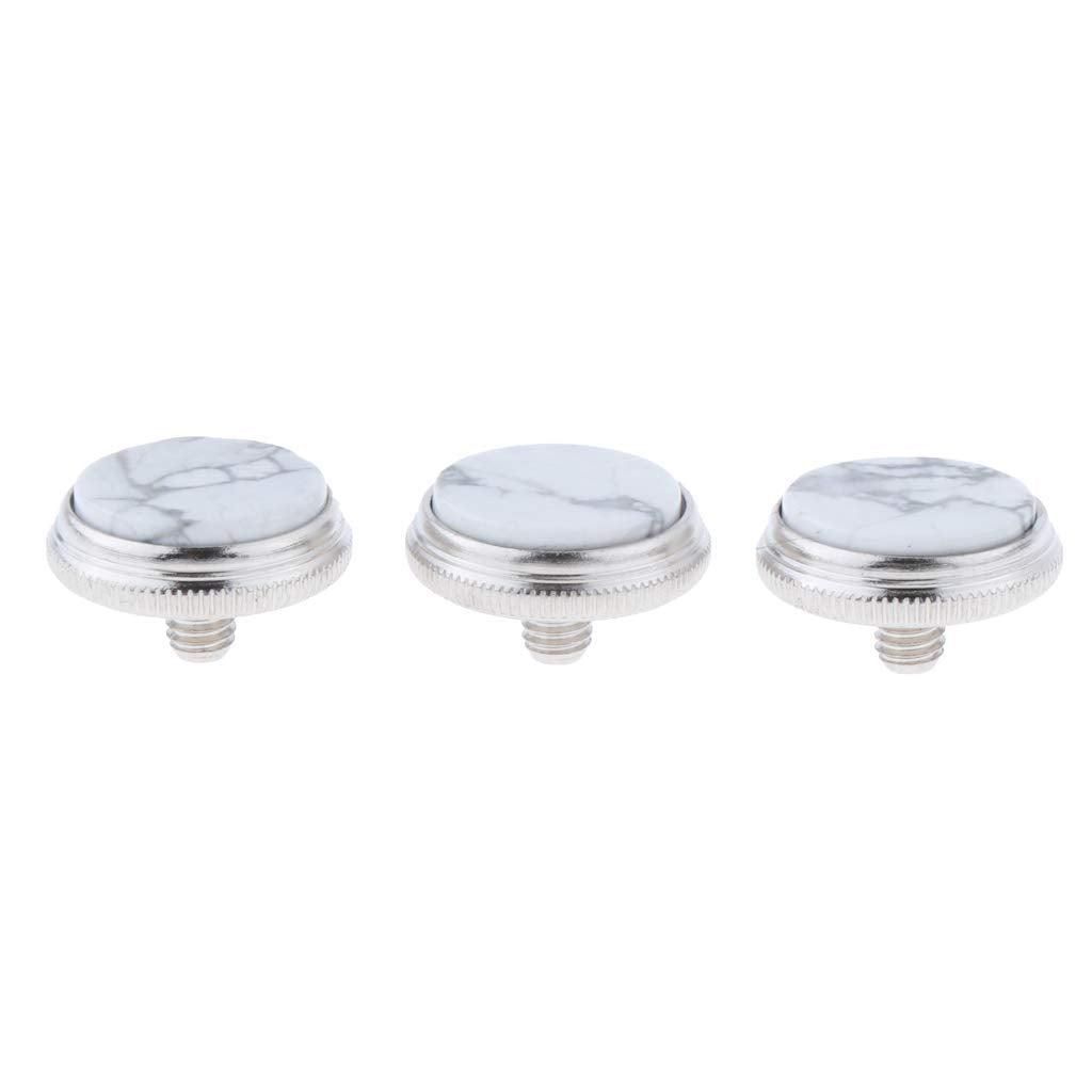 Liyafy 3Pcs Trumpet Valve Finger Buttons Musical Instruments Accessories Silver With White Turquoise Inlay