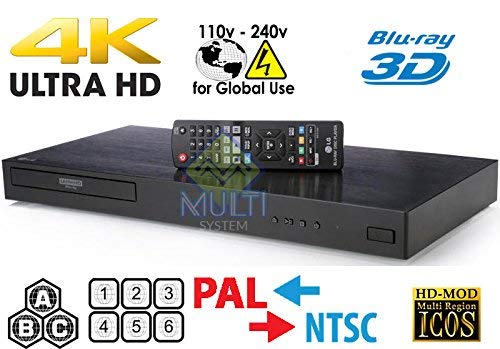 New Lg Ubk90 Uhd Streaming - 4K - 2D/3D - Region Free Blu Ray Disc Dvd Player - Pal/Ntsc - Usb - 100-240V 50/60Hz For World-Wide