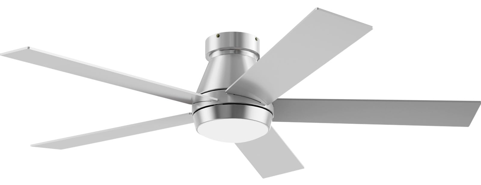 Tcl 52'' Ceiling Fan With Lights, Silver Flush Mount Ceiling Fans, 5 Blades Low Profile Ceiling Fans, 6 Speeds Dc Reversible, Di
