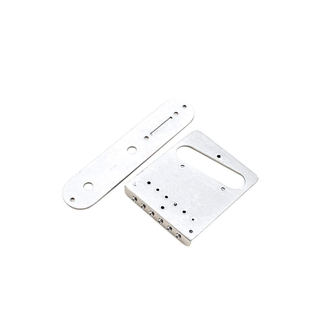 Alnicov Guitar Saddles Bridge,Control Plate,For 6 String Electric Guitar,Silver
