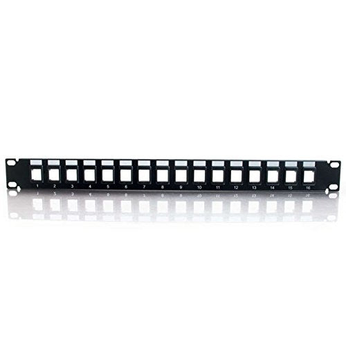 C2G 16 Port Patch Panel   Blank 1U Keystone Panel For Ethernet Cables   Works With Almost Any Snap In Jack Including Cat6 03858,