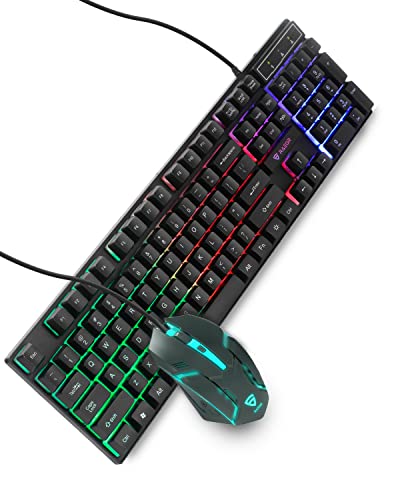Raegr Rapidgear X30 Wired Gaming Keyboard And Mouse Combo 1200 Dpi, Led Rainbow Backlit, Floating Keycaps With Breathing Lights 