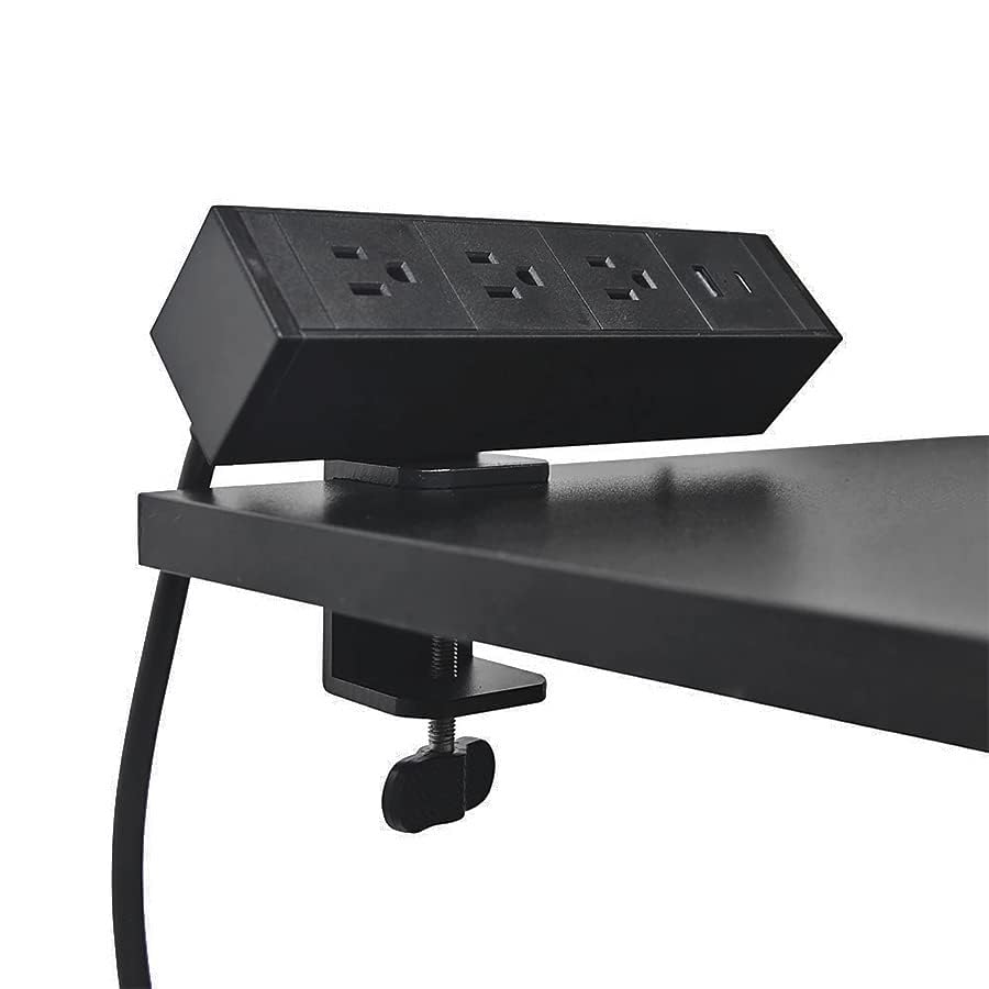 Fohfurniture 5 In 1 Fast Charging, Sliding Desk Clamp Power Strip With 3 Ac Outlet Ports, 1 Usb A Port, And 1 Usb C Port And 6Ft