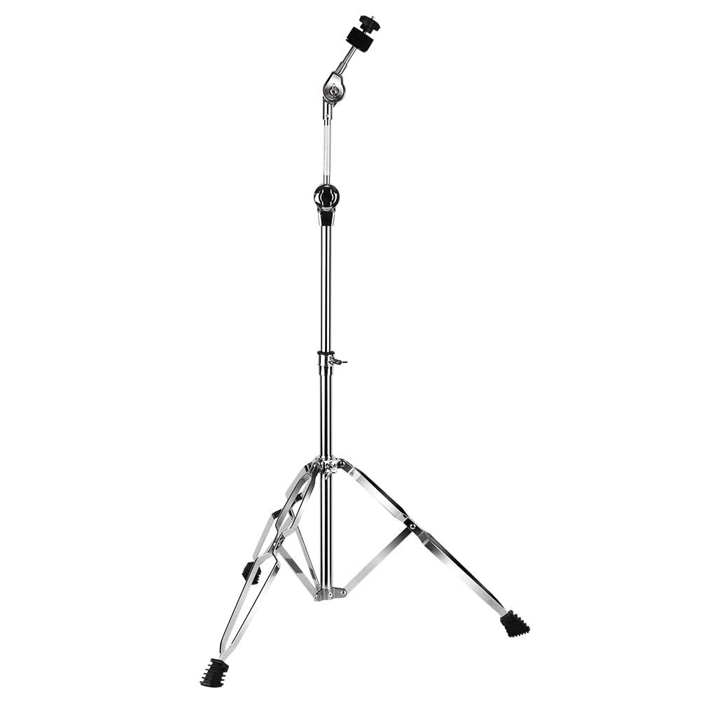 Keerpusi Cymbal Stand With Drum Sticks Holder, Adjust High Boom And Straight Combo,Double Braced Legs With Rubber Feet Ride And