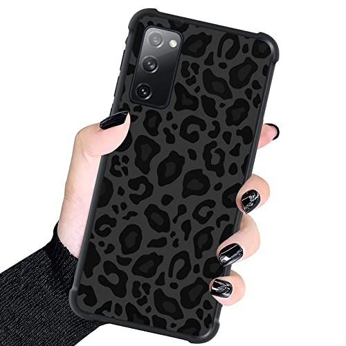Kanghar Case Compatible With Samsung Galaxy S20 Fe,Black Leopard Design,Tire Texture Non Slip +Shockproof Rugged Tpu Protective