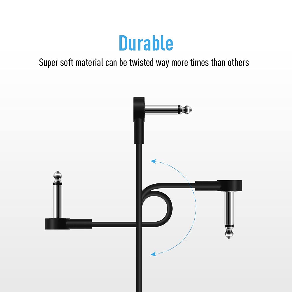 Sonicake 6 Inch Patch Cable For Guitar Effect Pedal Cables Black (3 Pack)