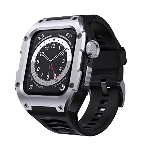 Gelishi Band Compatible With Apple Watch Band Series 7 & Series 8 45Mm, Men Rugged Case Bumper Heavy Duty Stainless Metal Cover