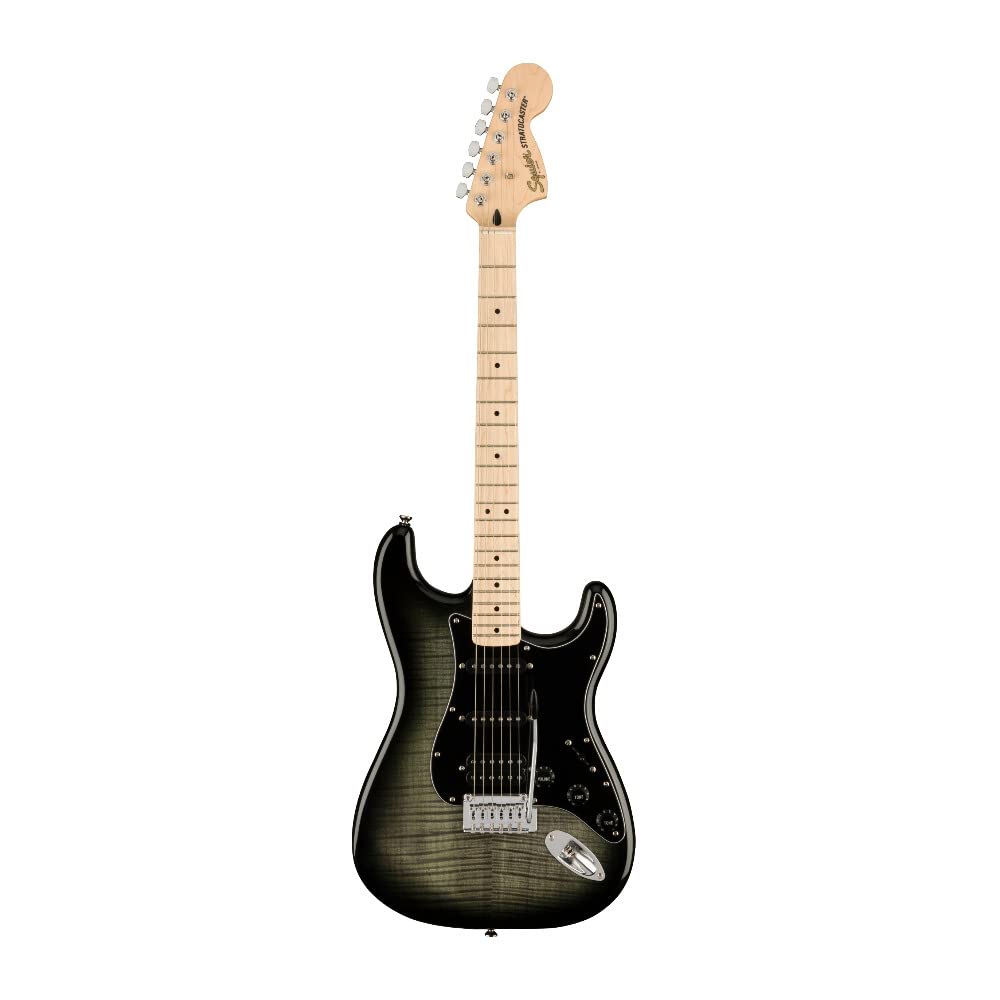 Squier Affinity Series Stratocaster FMT Electric Guitar, Black Burst, Maple Fingerboard