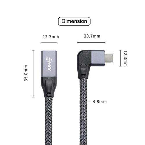 cablecc USB-C 3.1 Male to Female Extension Data Cable, Right/Left Angled, Copper, Model UC-238-RI