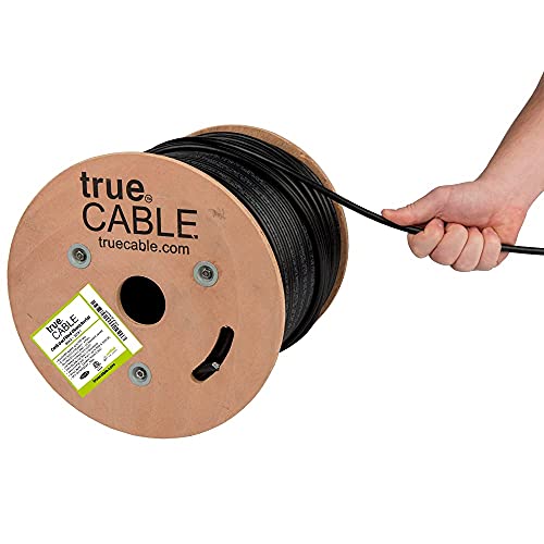 Truecable Cat6 Direct Burial, Gel Filled, 500Ft, Black, Waterproof, Cmx, 23Awg Solid Bare Copper, 550Mhz, Poe++ (4Ppoe), Etl Lis