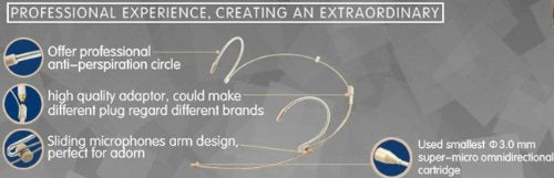 J K Pro Headset Headworn Microphone Mic-J 071S Compatible With Akg Samson Wireless Transmitter - Mini Xlr 3Pin Connector