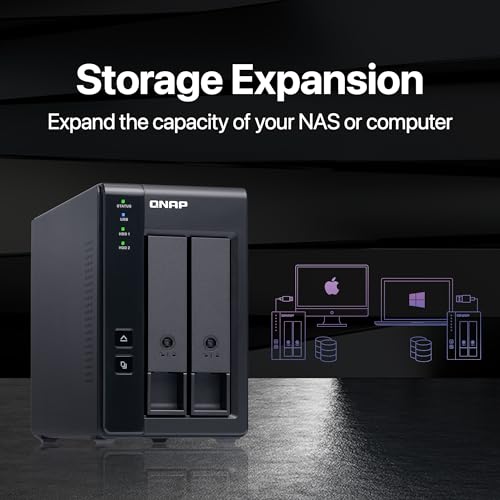 QNAP 2 Bay DAS with 4TB Storage Capacity, USB 3.2 Gen 2 Type C, Preconfigured RAID 1 WD Red Plus HDD Bundle (TR 002 24WD US)