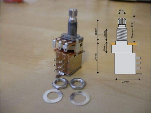 Metallor Push Pull Pot Dpdt Switched Guitar Bass Potentiometer Audio Volume Tone Split Shaft Control Switch 18Mm With Nuts And W