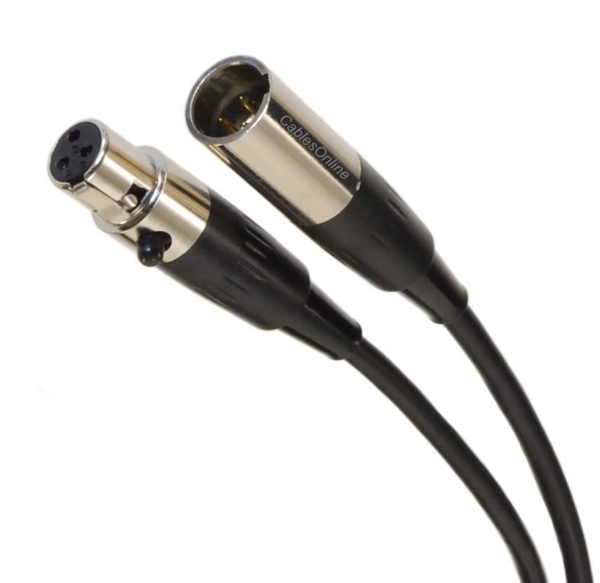 Cablesonline 10Ft Mini Xlr 3 Pin Male To Mini Xlr 3 Pin Female Pro Microphone Cable, Xm 010