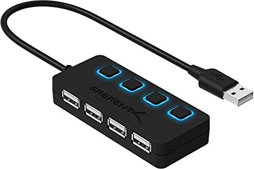 Sabrent 4 Port Usb 2.0 Data Hub With Individual Led Lit Power Switches [Charging Not Supported] For Mac & Pc (Hb Umls)