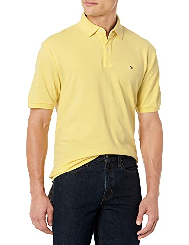 Tommy Hilfiger Mens Regular Short Sleeve Polo Shirt In Classic Fit, Yellow Iris, X Small