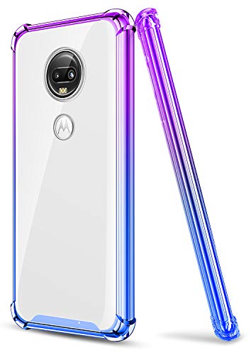 Salawat Moto G7 Case, Clear Moto G7 Plus Case Cute Gradient Slim Phone Case Cover Reinforced Tpu Bumper Hard Pc Shockproof Prote
